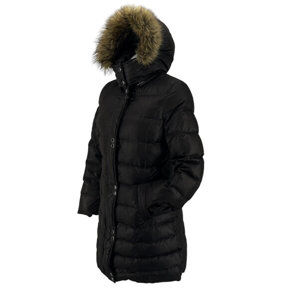Soia & Kyo Down Parka Faux Fox Fur Trim Coat Full Zip Black Winter Snow Small - Picture 3 of 9